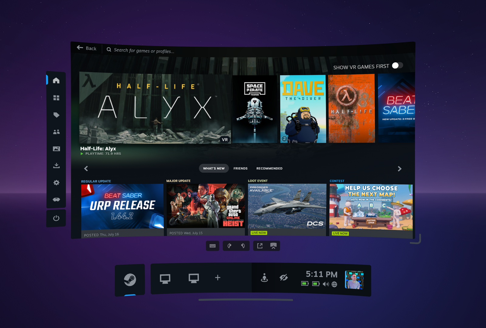 SteamVR 2.18.2 передаёт открытость глаз Steam Frame приложениям через OSC